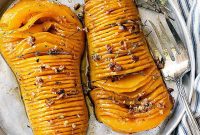 Caramelized Maple Pecan Hasselback Butternut Squash