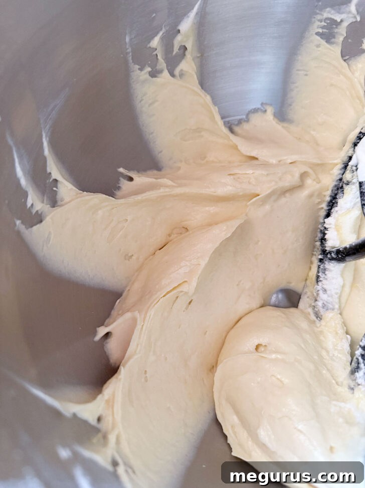 Finished batter in the mixing bowl.