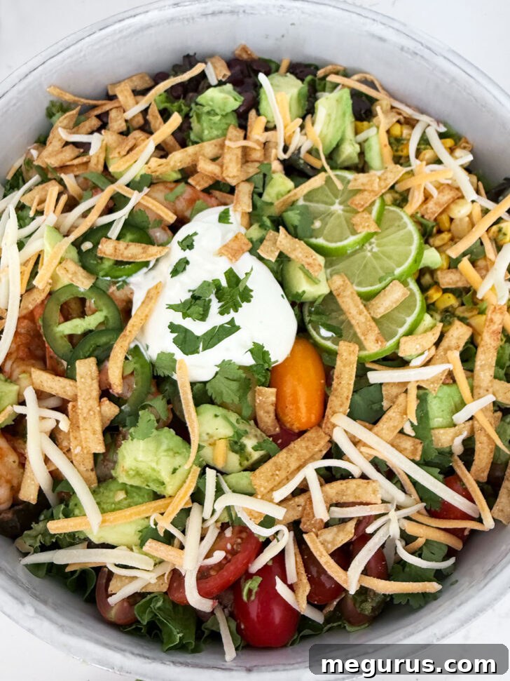 Finished salad with some sour cream and cheese added on top.