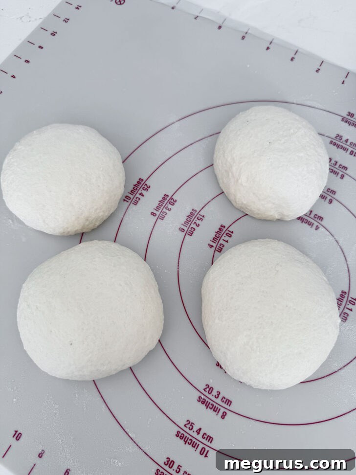 Dough pieces formed into balls.
