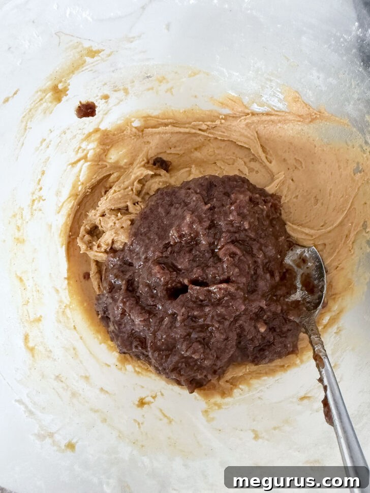 The pureed date mixture, ready to be incorporated into the gingerbread sticky toffee pudding batter.