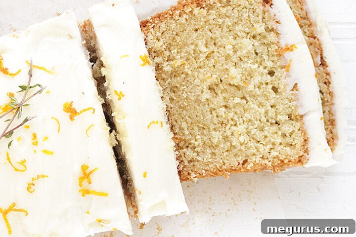 whole orange loaf cake sliced
