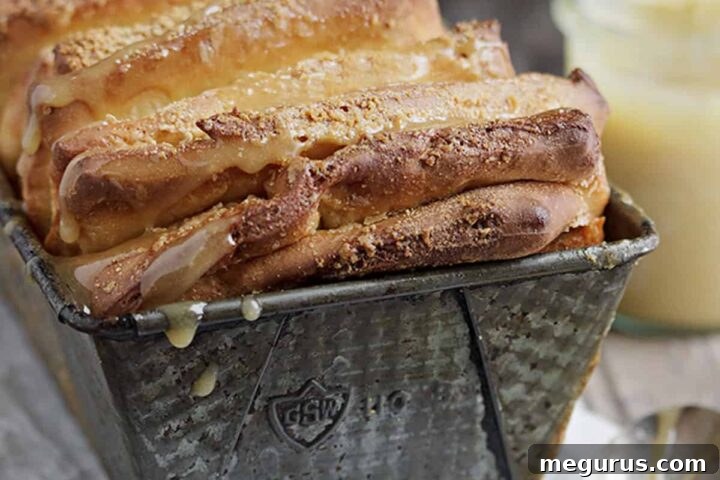 maple pull apart bread in loaf pan