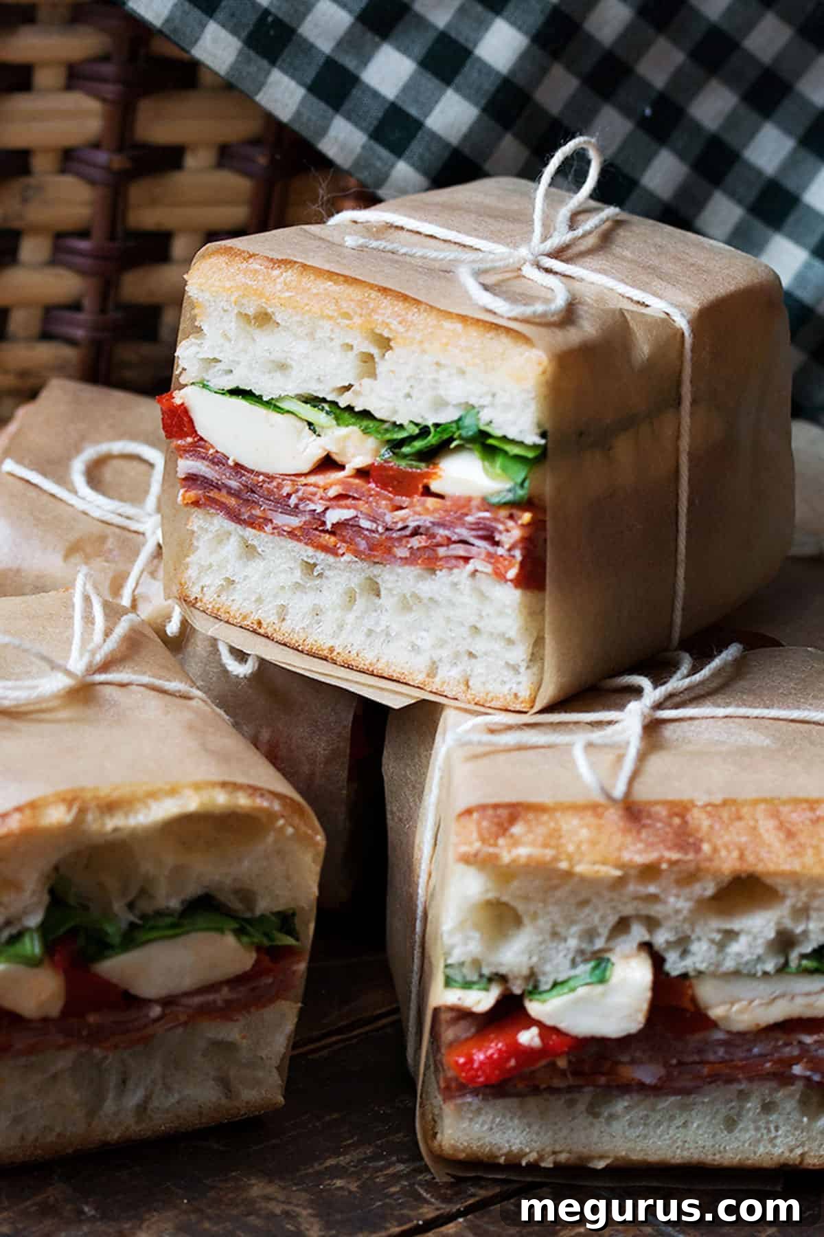 pressed sandwiches cut and wrapped