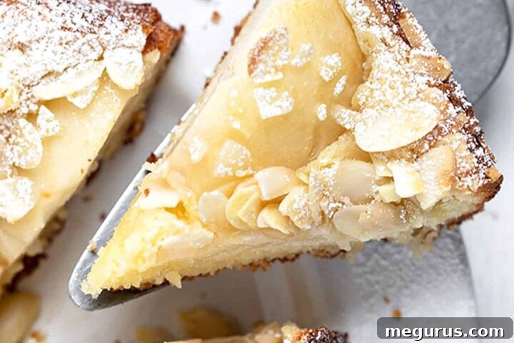 pear almond cake sliced