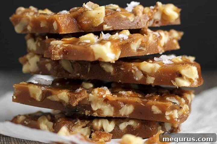 Finished Salted Maple Walnut Brittle broken into pieces.