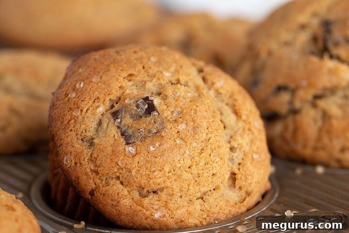 Chunky Monkey Muffins ready to eat from the tin.
