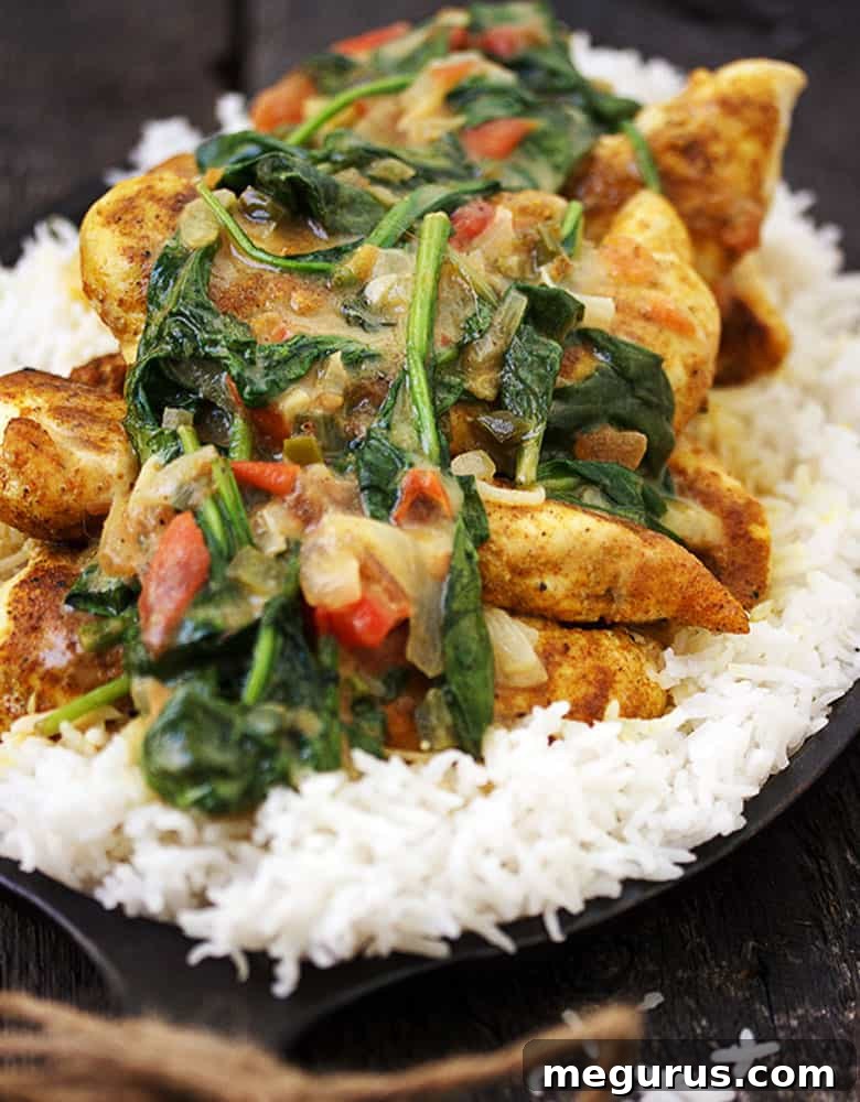 Brazilian chicken curry on platter with rice