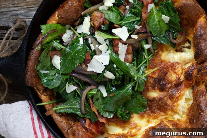 bacon Dutch baby in cast iron skillet