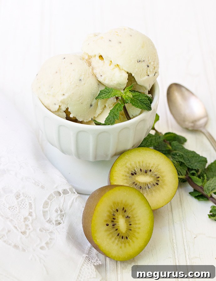 Close-up of freshly churned Kiwi Ice Cream