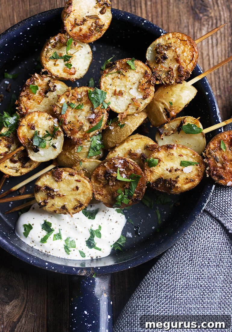 Herb and Garlic Roasted Potato Skewers