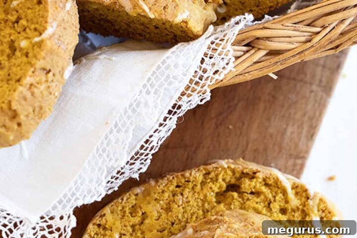 pumpkin spice biscotti in basket