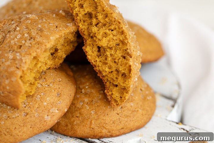 soft pumpkin cookies on serving board