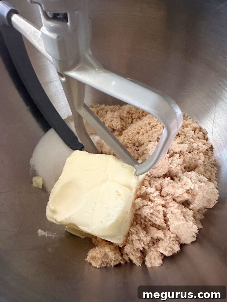 sugar and butter creaming in a mixer