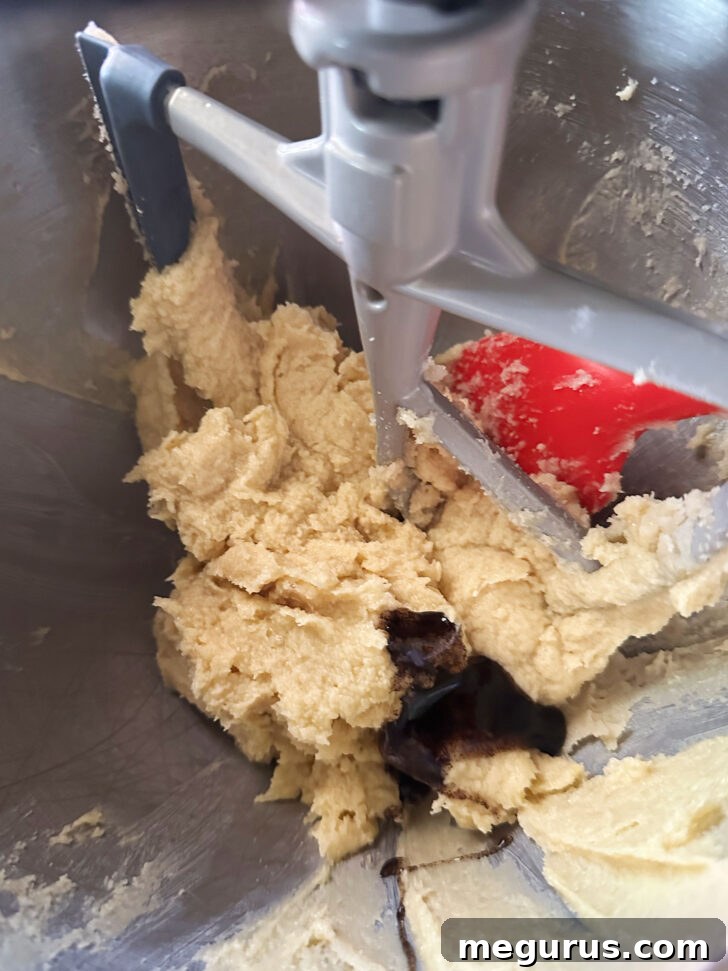 scraping down the bowl of the stand mixer