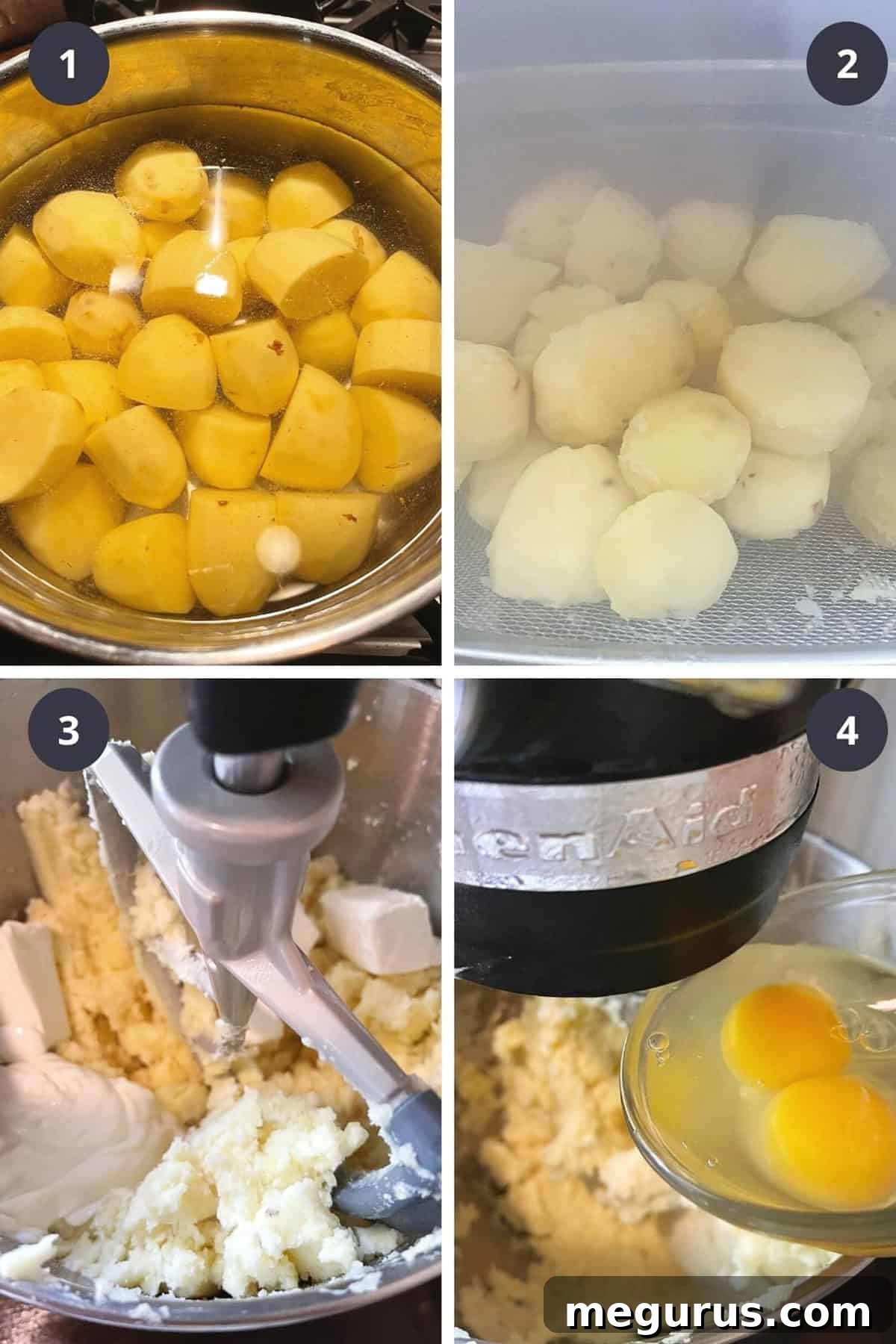 photo collage for steps to make make ahead mashed potatoes 1