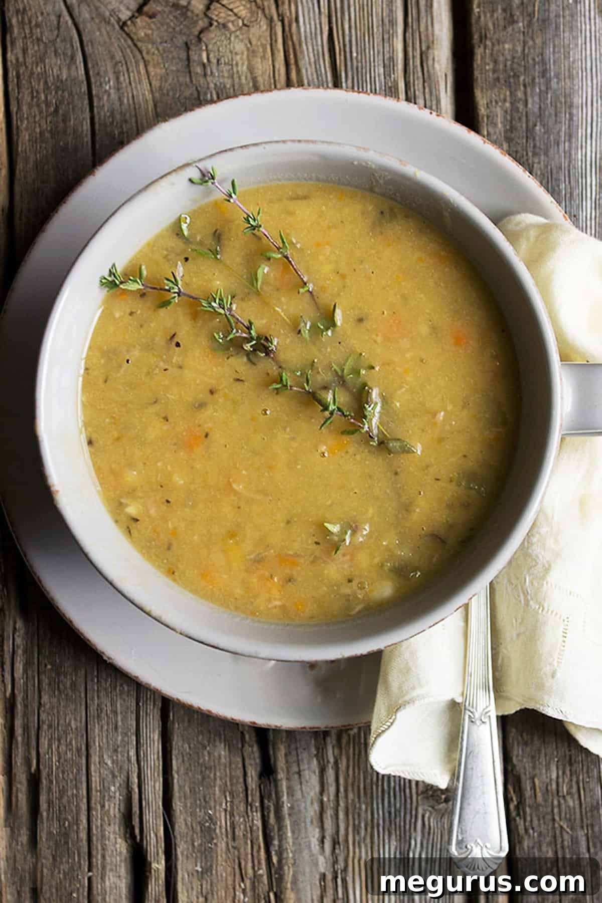 Quebec split pea soup in bowl