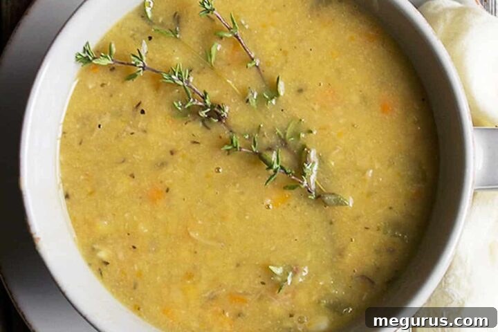 Quebec split pea soup in bowl