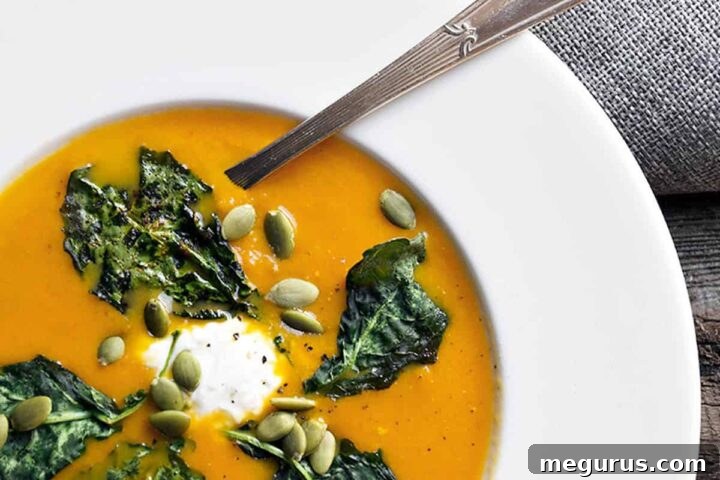 roasted carrot soup with kale chips