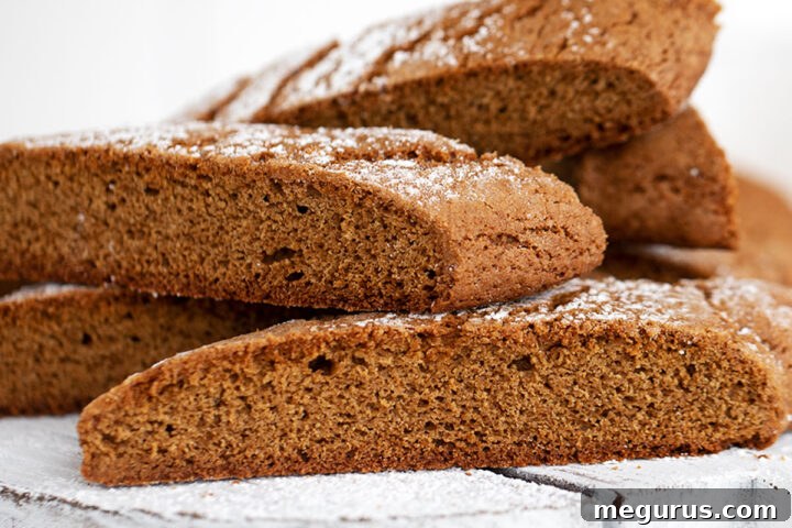 gingerbread biscotti on white serving board