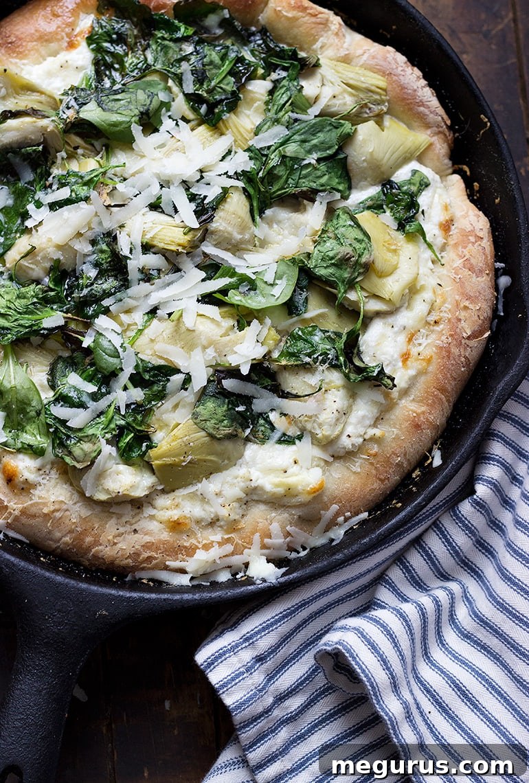 Spinach Artichoke Skillet Pizza