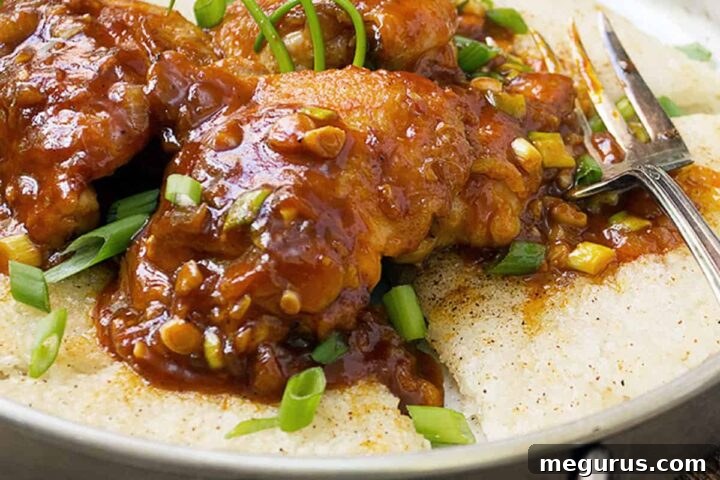 Spicy Korean Chicken with Crispy Rice in a pan