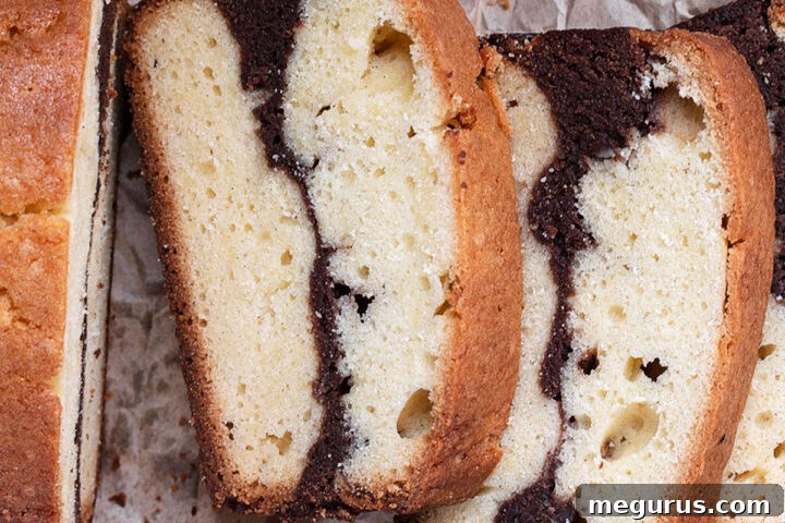 Marble Pound Cake Loaf, beautifully sliced and ready to serve
