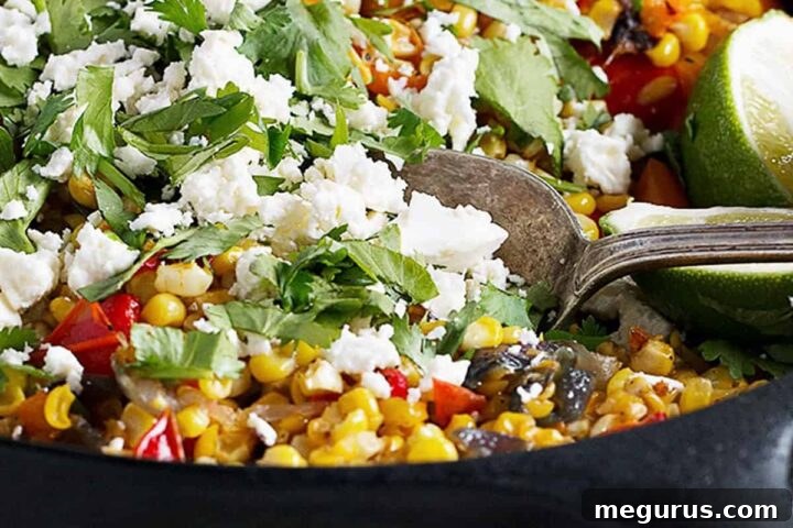 corn and bell pepper skillet with feta