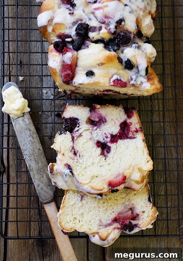 Glazed Summer Fruit Yeast Bread close-up