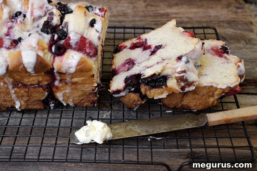 Summer Fruit Fritter Bread ready to be served