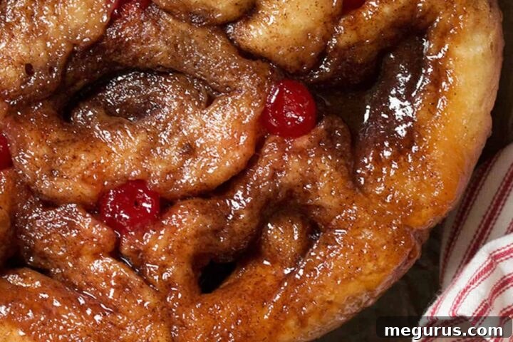 Round loaf of Chelsea buns from overhead with sticky glaze