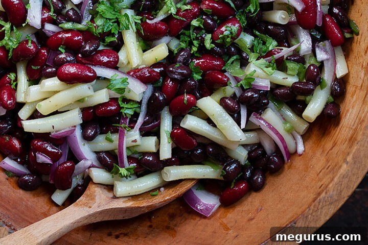 Southwest Bean Salad, garnished with fresh cilantro.