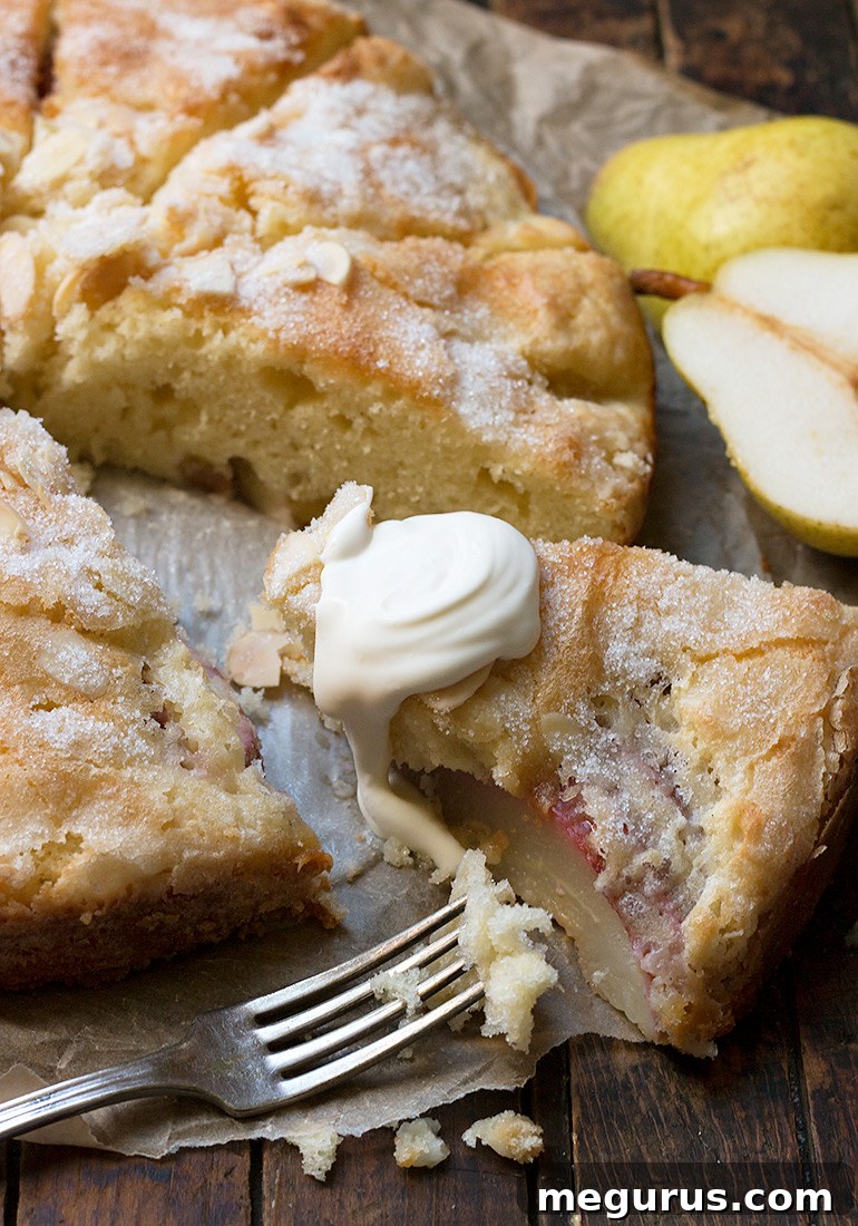 French Pear Cake with Crème Fraîche