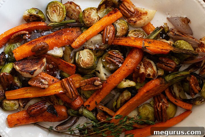 maple roasted vegetables on platter