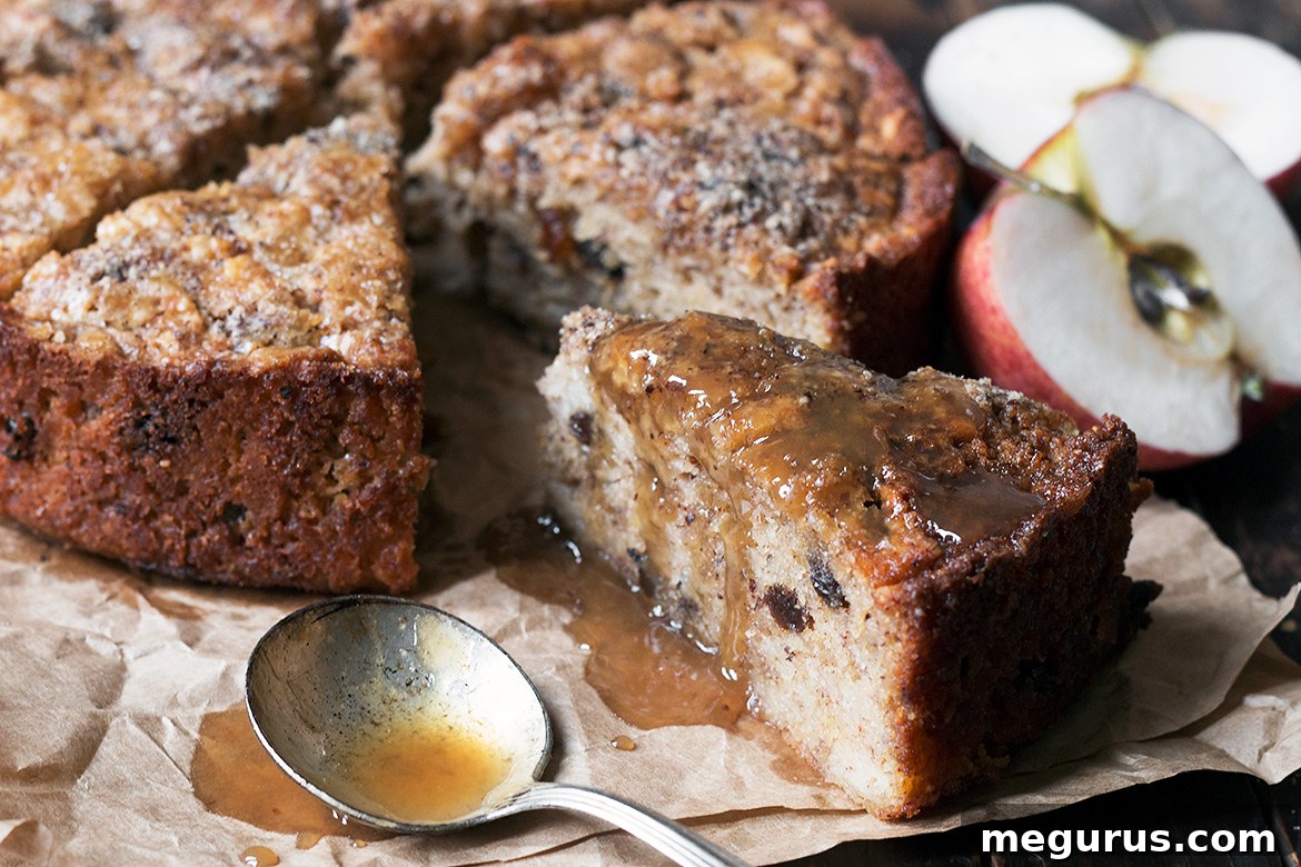 Apple Hazelnut Cake with Toffee Sauce, a perfect Fall dessert