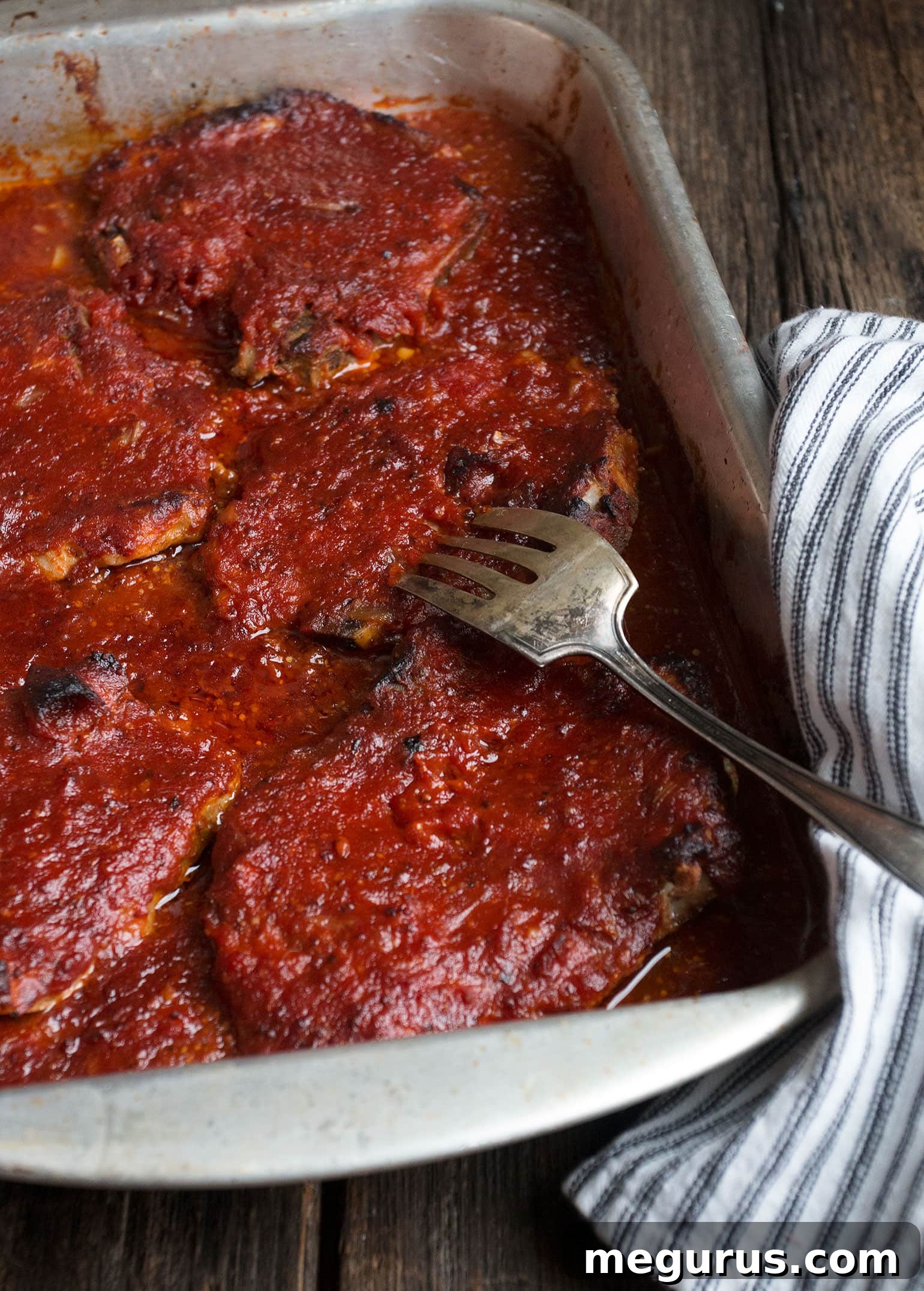 St. Louis Style BBQ Pork Chops - easy oven pork chops, with a delicious bbq sauce, ready to serve