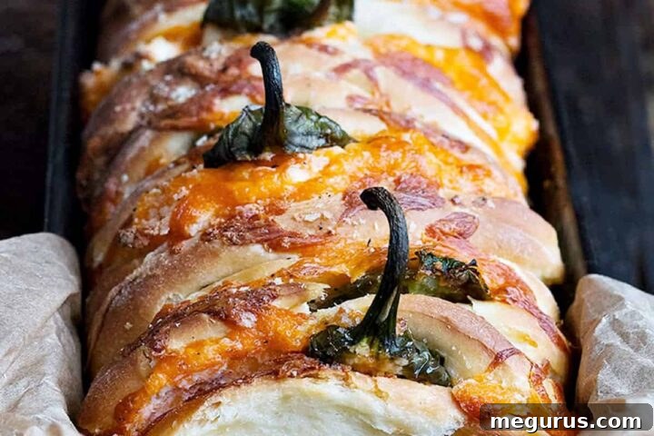 jalapeno popper pull apart bread in pan
