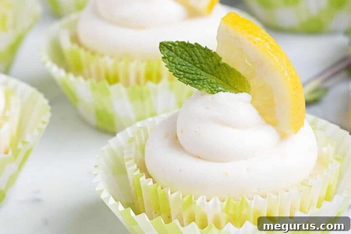 Delicious lemon cupcakes with thick lemon cream cheese frosting