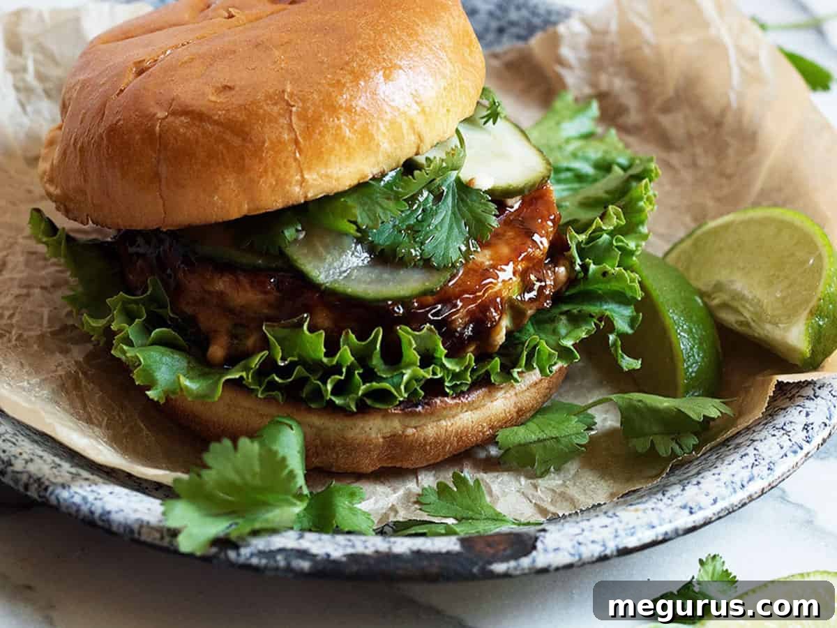 teriyaki salmon burger on plate