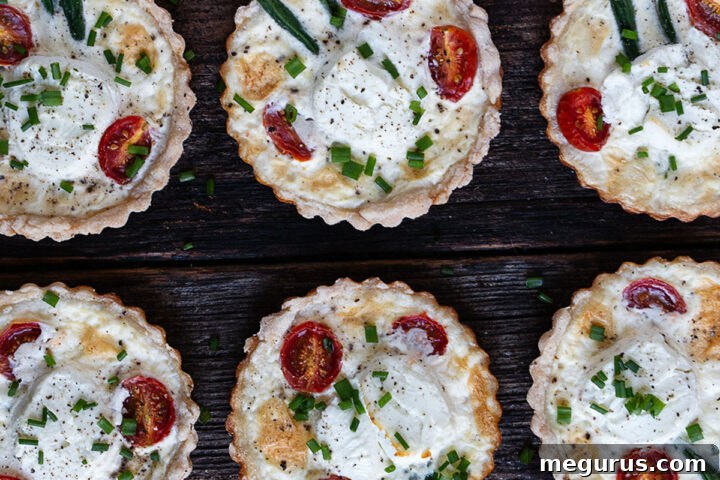 tomato and goat cheese tarts lined up