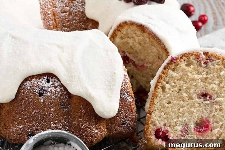 cranberry bundt cake with ice frosting