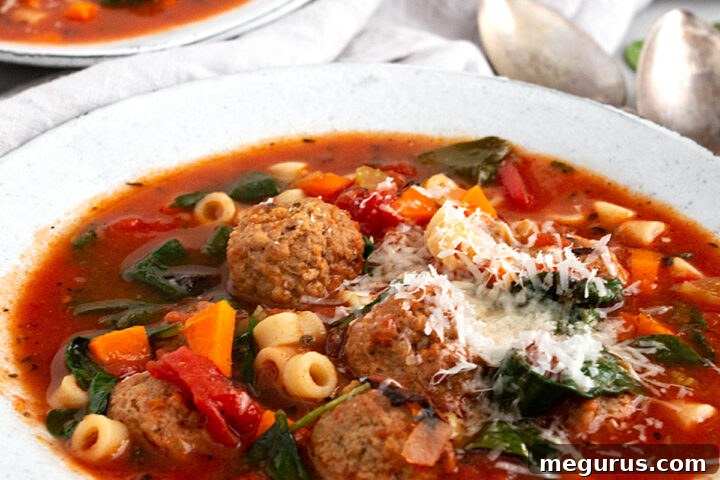 Easy Italian Meatball Soup with Ditalini Pasta