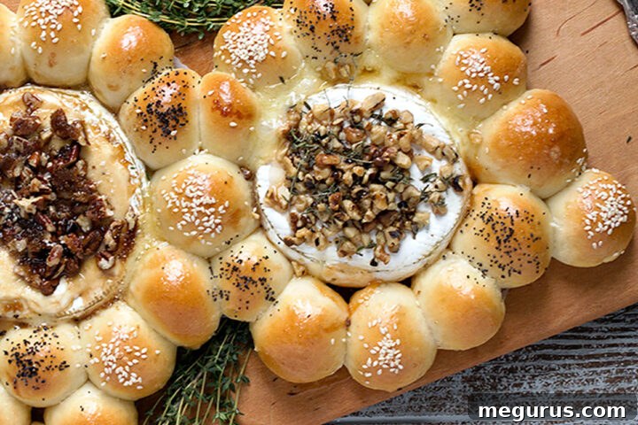baked brie and baked camembert with bread rolls