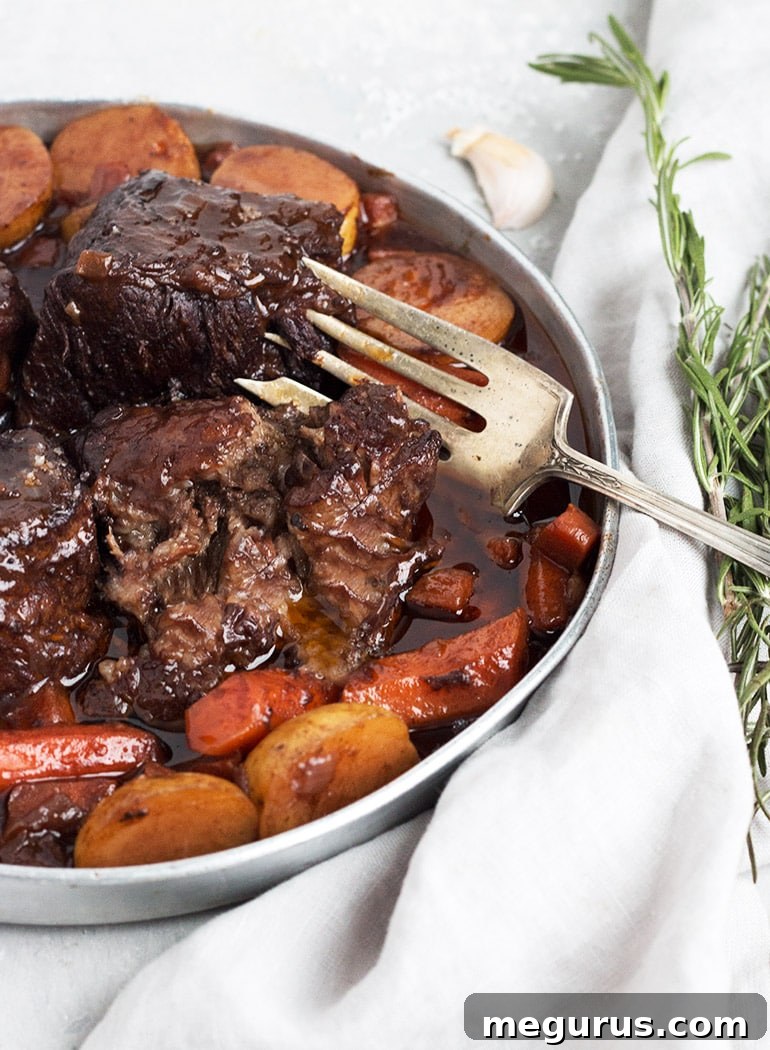 Red Wine Braised Boneless Short Ribs with Carrots and Potatoes