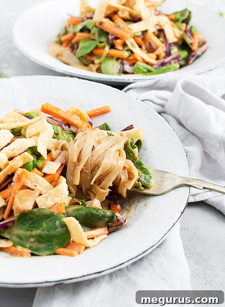 Close-up of a Chicken Buddha Bowl showing the colorful ingredients, including chicken, noodles, and vegetables, with a rich sauce.