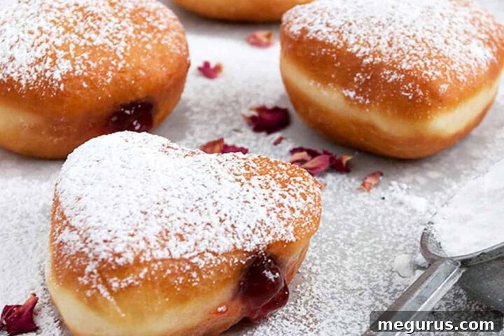 heart-shaped yeast donuts filled with jam