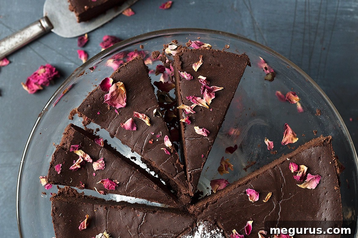 Flourless Chocolate Truffle Cake sliced beautifully