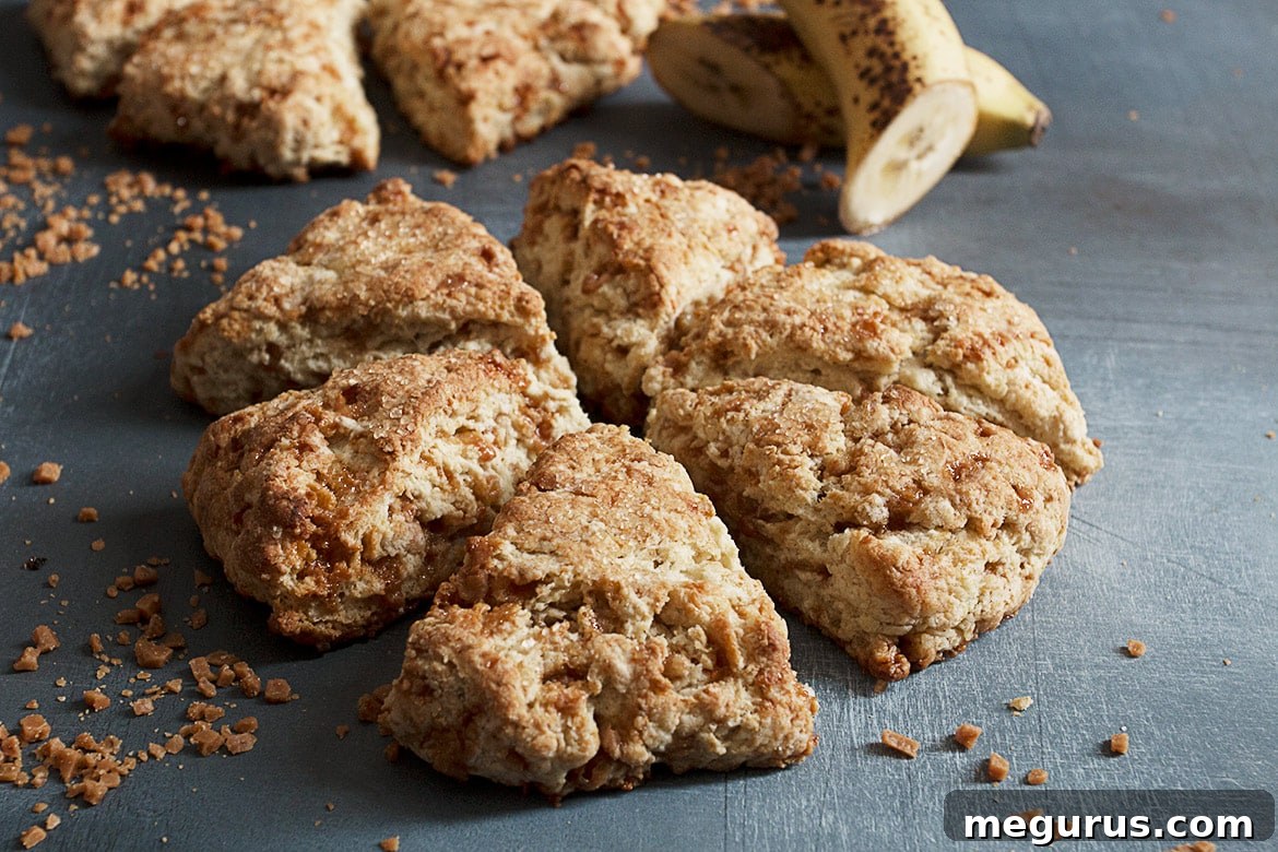 Fluffy Banana Toffee Scones on a Cooling Rack