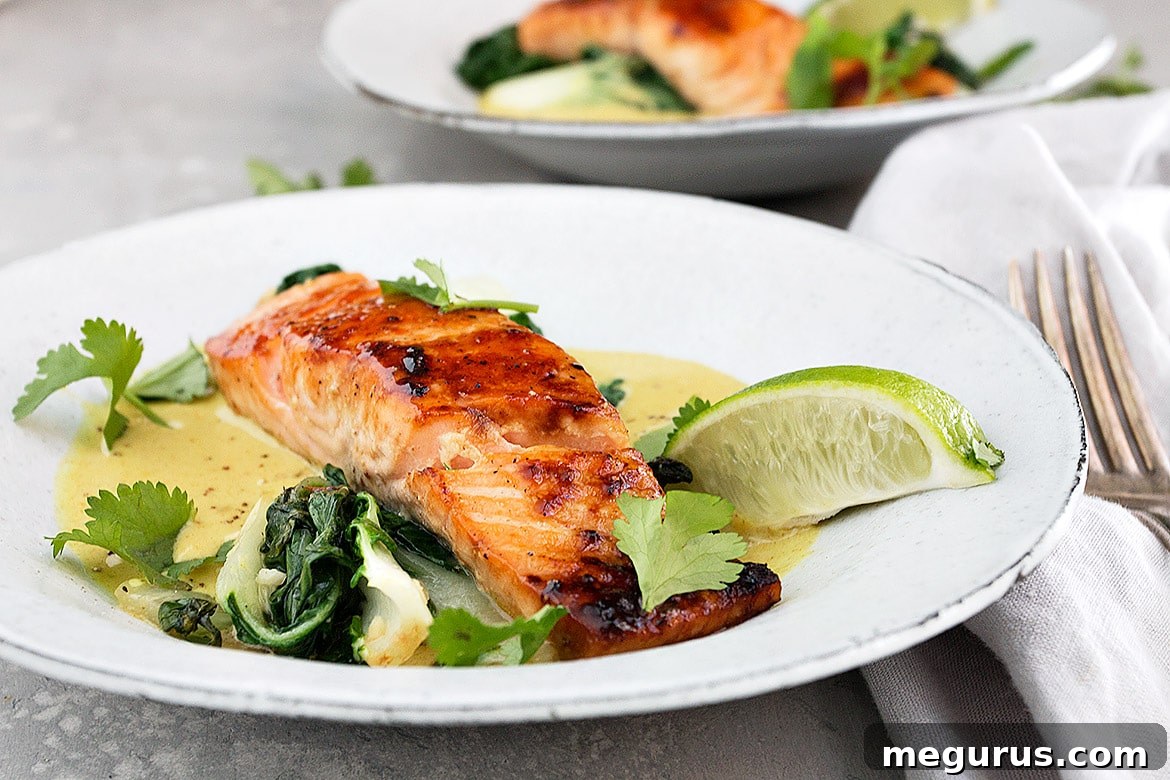 Sugar-Seared Salmon with Coconut Lime Sauce - A quick and healthy weeknight dinner.