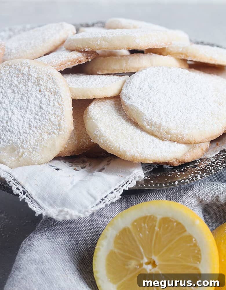 lemon meltaways stacked on tray